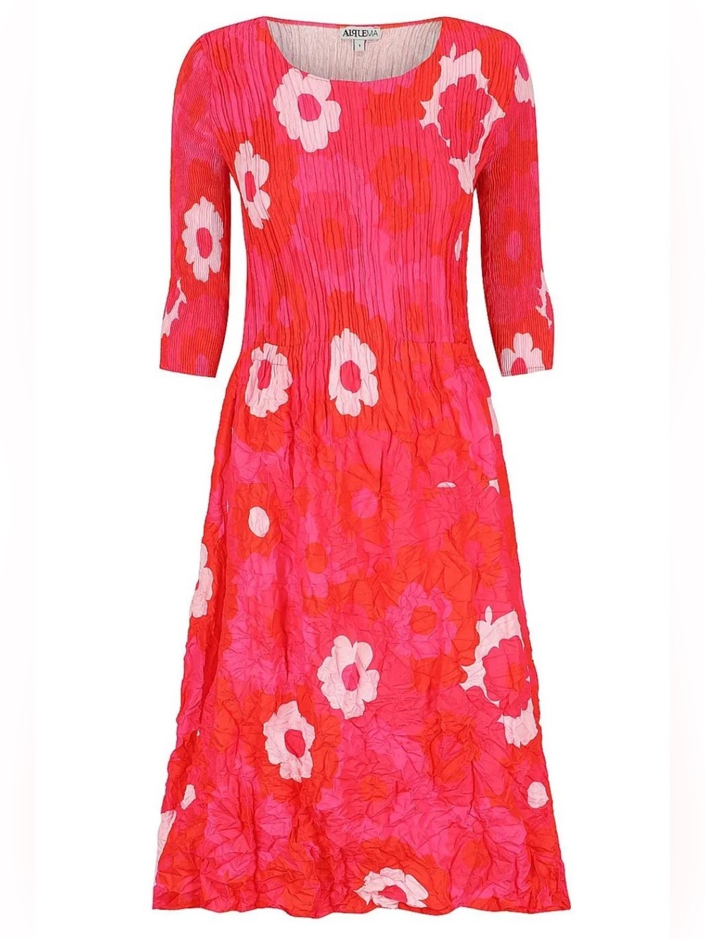 Alquema 3/4 Sleeve Smash Pockets dress Pink Flower Spot Print SZ 0